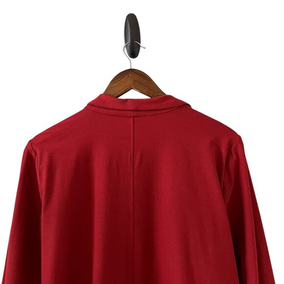 Eileen Fisher Open Front Stretch Crepe Long Jacket In Brick Red Size L - Picture 11 of 15